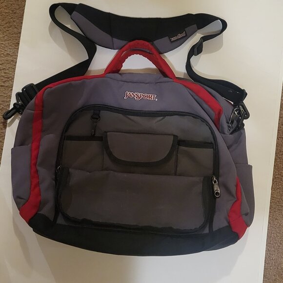 Jan Sport Messenger Computer bag w/padding. Color:Gray/Red - Picture 14 of 14